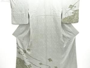 アンティーク　本総絞り　流水に萩模様刺繍着物